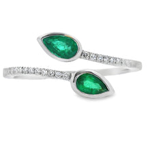 Load image into Gallery viewer, Natural .48ct Emerald Diamond Ring 14KT White Gold
