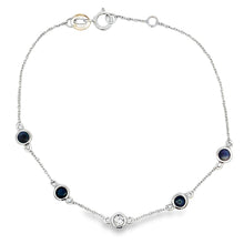 Load image into Gallery viewer, .67ct Sapphire Diamond Bracelet 14KT White Gold
