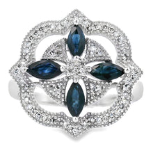 Load image into Gallery viewer, .88ct Sapphire Diamond Ring 14KT White Gold
