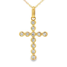 Load image into Gallery viewer, .20ct Diamond Cross Religious Pendant 14KT Yellow Gold
