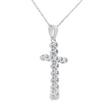 Load image into Gallery viewer, .12ct Diamond Cross Religious Pendant 14KT White Gold
