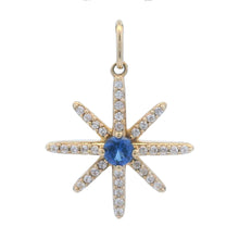 Load image into Gallery viewer, Genuine Created Sapphire Star Pnd 10KT Yellow Gold
