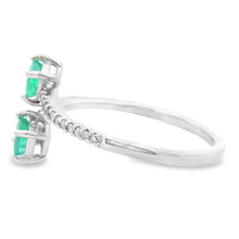 Load image into Gallery viewer, Natural .47ct Emerald Diamond Ring 14KT White Gold
