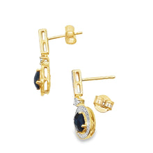 Load image into Gallery viewer, 1.06ct Onyx Diamond Dangle Earrings 10KT Yellow Gold
