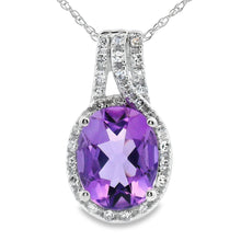 Load image into Gallery viewer, Amethyst Diamond Fashion Pendants 10KT White Gold
