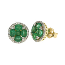 Load image into Gallery viewer, 1.46ct Emerald Diamond Stud Earrings 14KT Yellow Gold
