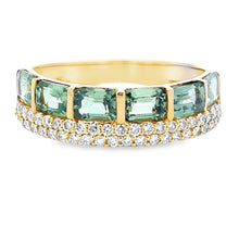 Load image into Gallery viewer, Green Sapphire Fashion band rings 14KT Yellow Gold
