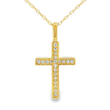 Load image into Gallery viewer, .08ct Diamond Cross Religious Pendant 14KT Yellow Gold
