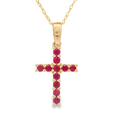Load image into Gallery viewer, .29ct Ruby Cross Religious Pendant 14KT Yellow Gold
