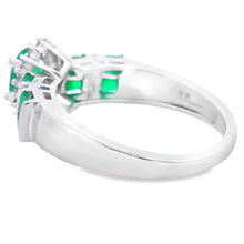 Load image into Gallery viewer, .80ct Emerald Diamond Ring 10KT White Gold
