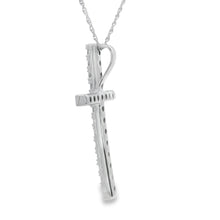 Load image into Gallery viewer, .50ct Diamond Cross Religious Pendant 14KT White Gold

