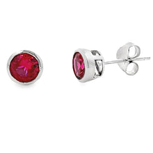 Load image into Gallery viewer, .89ct Created Ruby Stud Earrings 10KT White Gold
