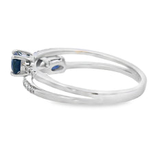 Load image into Gallery viewer, .75ct Sapphire Diamond Ring 14KT White Gold
