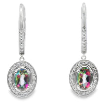 Load image into Gallery viewer, .89ct Mystic Fire Topaz Dangle Earrings 10KT White Gold

