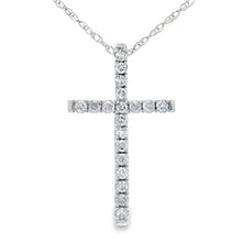 Load image into Gallery viewer, .13ct Diamond Cross Religious Pendant 14KT White Gold
