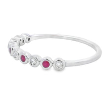 Load image into Gallery viewer, .18ct Ruby Diamond stackable band set 14KT White Gold
