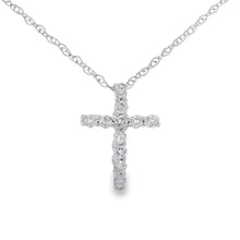 Load image into Gallery viewer, .12ct Diamond Cross Religious Pendant 10KT White Gold
