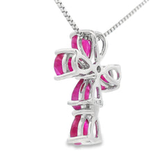 Load image into Gallery viewer, Ruby Diamond Cross Religious Pendant 10KT White Gold
