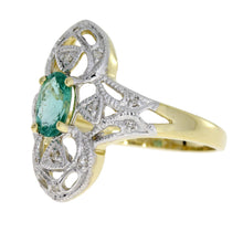 Load image into Gallery viewer, .70ct Emerald Diamond Ring 10KT Yellow Gold
