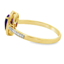 Load image into Gallery viewer, .42ct Amethyst Diamond Ring 10KT Yellow Gold
