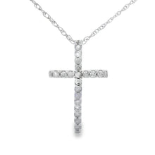 Load image into Gallery viewer, .10ct Diamond Cross Religious Pendant 14KT White Gold
