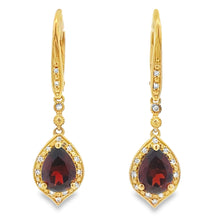 Load image into Gallery viewer, 2.43ct Garnet Diamond Dangle Earrings 10KT Yellow Gold
