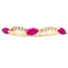 Load image into Gallery viewer, .21ct Ruby Diamond stackable band set 14KT Yellow Gold
