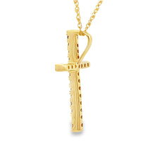 Load image into Gallery viewer, .11ct Diamond Cross Religious Pendant 14KT Yellow Gold
