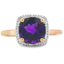 Load image into Gallery viewer, 1.34ct Amethyst Diamond Ring 10KT Yellow Gold
