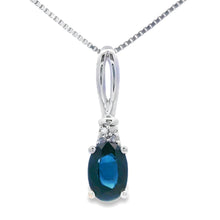 Load image into Gallery viewer, .34ct Sapphire Diamond Fashion Pendants 10KT White Gold
