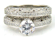 Load image into Gallery viewer, .54ct Antique Style Engagement Ring Set 18KT White Gold

