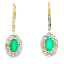 Load image into Gallery viewer, Chalcedony Diamond Dangle Earrings 10KT Yellow Gold
