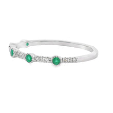 Load image into Gallery viewer, Emerald Diamond stackable band set 14KT White Gold
