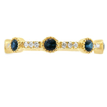 Load image into Gallery viewer, Sapphire Diamond stackable band set 14KT Yellow Gold
