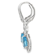 Load image into Gallery viewer, Blue Topaz Diamond Dangle Earrings 10KT White Gold
