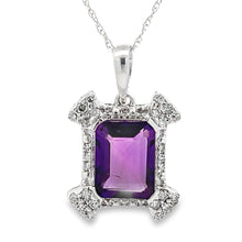 Load image into Gallery viewer, Amethyst Diamond Fashion Pendants 10KT White Gold
