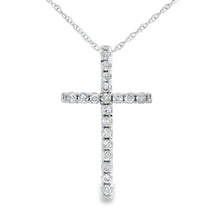 Load image into Gallery viewer, .19ct Diamond Cross Religious Pendant 14KT White Gold
