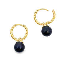 Load image into Gallery viewer, Pearl Hoop Earrings 14KT Yellow Gold
