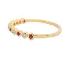 Load image into Gallery viewer, .13ct Ruby Diamond stackable band set 14KT Yellow Gold

