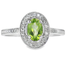 Load image into Gallery viewer, .54ct Peridot Diamond Ring 10KT White Gold
