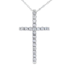 Load image into Gallery viewer, .24ct Diamond Cross Religious Pendant 14KT White Gold
