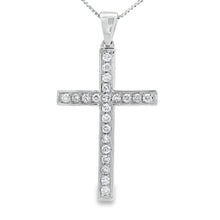 Load image into Gallery viewer, .22ct Diamond Cross Religious Pendant 14KT White Gold
