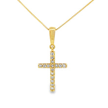Load image into Gallery viewer, .08ct Diamond Cross Religious Pendant 10KT Yellow Gold
