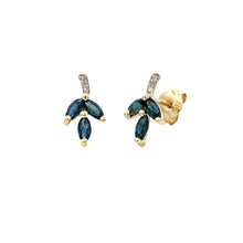 Load image into Gallery viewer, .58ct Sapphire Diamond Earrings 10KT Yellow Gold
