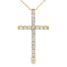 Load image into Gallery viewer, .33ct Diamond Cross Religious Pendant 14KT Yellow Gold
