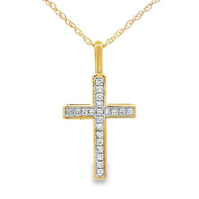 Load image into Gallery viewer, .07ct Diamond Cross Religious Pendant 10KT Yellow Gold
