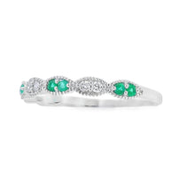 Load image into Gallery viewer, Emerald Diamond stackable band set 14KT White Gold
