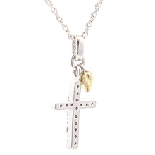Load image into Gallery viewer, .15ct Diamond Cross Religious Pendant Sterling Silver
