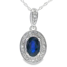 Load image into Gallery viewer, .65ct Sapphire Diamond Fashion Pendants 10KT White Gold
