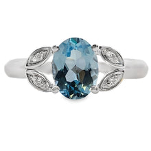 Load image into Gallery viewer, Blue Topaz Diamond Fashion band rings 10KT White Gold

